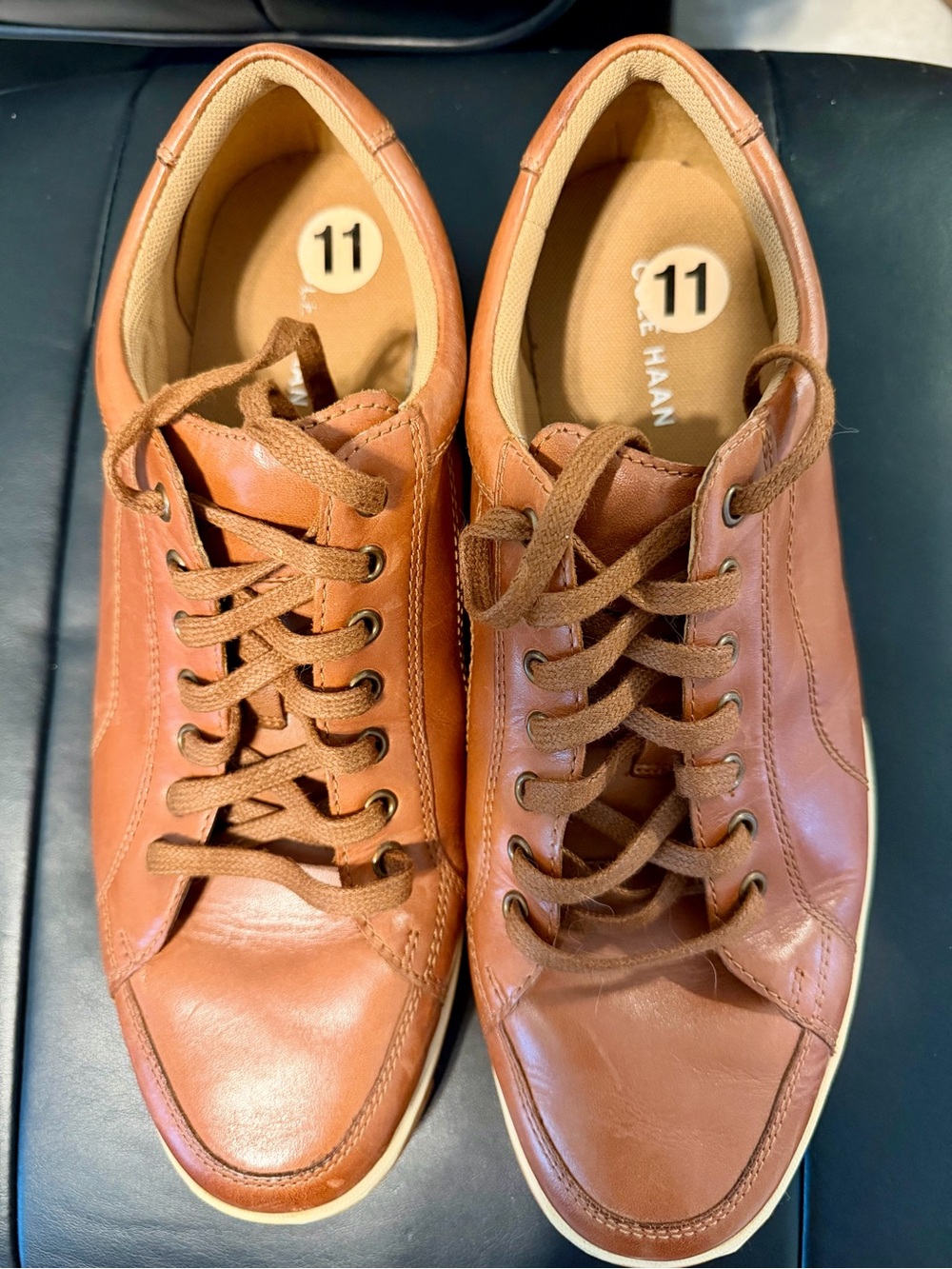 Men’s Cole Haan Brown Leather Lace-Up Fashion Sneakers Sz 11 New